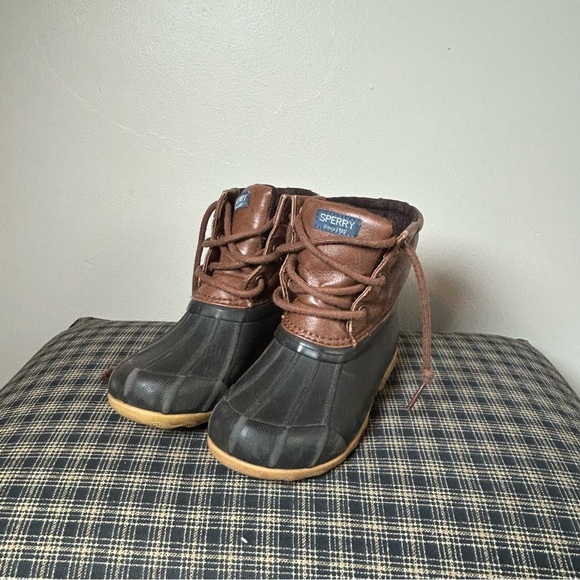 Sperry Brown and Black Duck Boots - Picture 1 of 6
